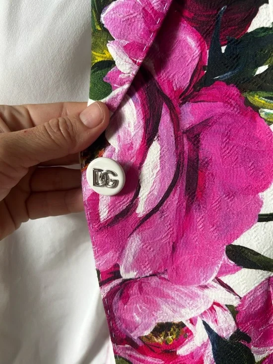 Dolce and Gabbana Peonies Jacquard Single-Breasted Jacket and pantsuit - Picture 3 of 14